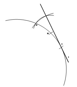 TRAZADO DE LA TANGENTE A UN ARCO DE CIRCUNFERENCIA EN UN PUNTO T DE ELLA,
NO CONOCIENDO EL CENTRO DEL ARCO