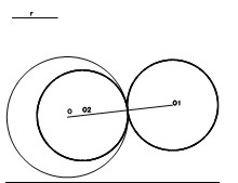 CIRCUNFERENCIAS TANGENTES A OTRA, DADO EL PUNTO DE TANGENCIA T Y EL RADIO DE
LAS SOLUCIONES