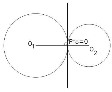 EJE RADICAL DE DOS CIRCUNFERENCIAS TANGENTES EXTERIORES
